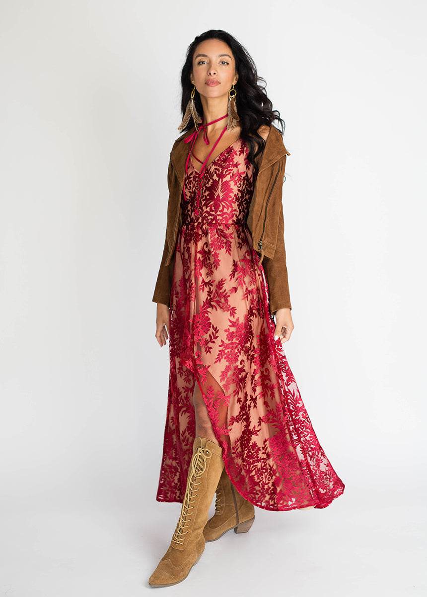 Women Holli Dress in Red Wine