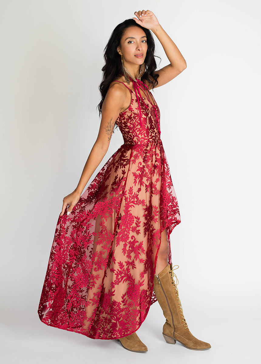 Women Holli Dress in Red Wine