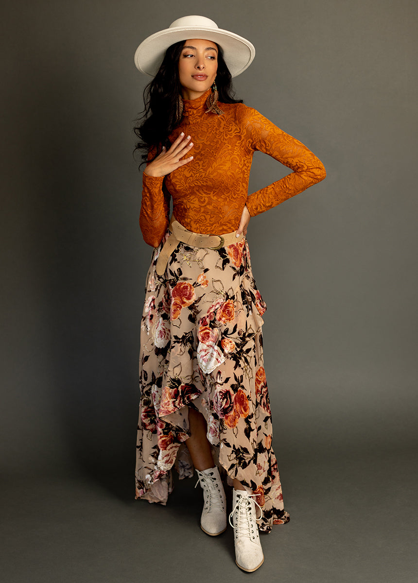 Women Iris Top in Spice