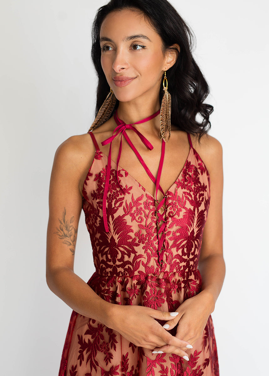 Women Holli Dress in Red Wine
