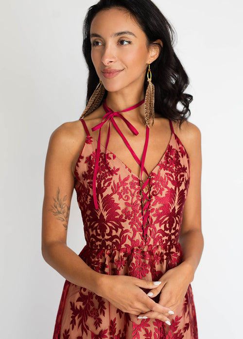 Women Holli Dress in Red Wine
