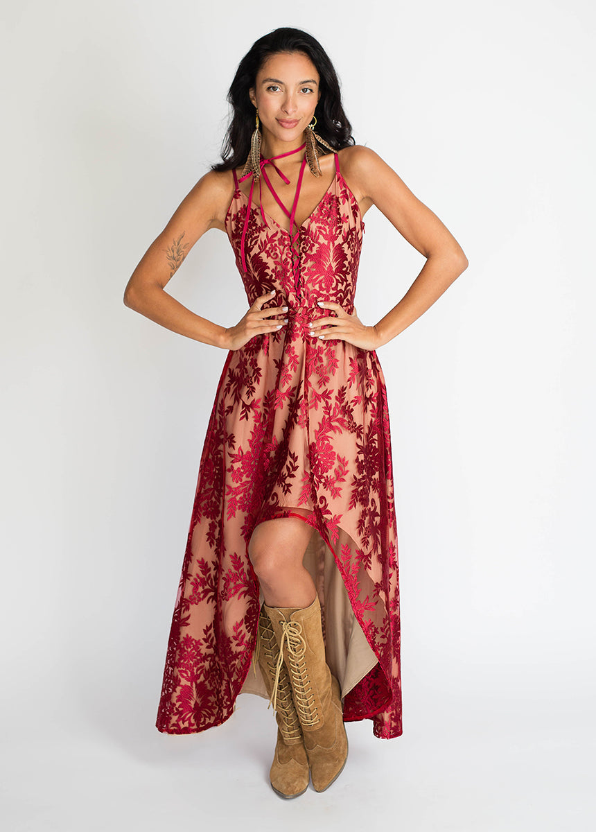 Women Holli Dress in Red Wine