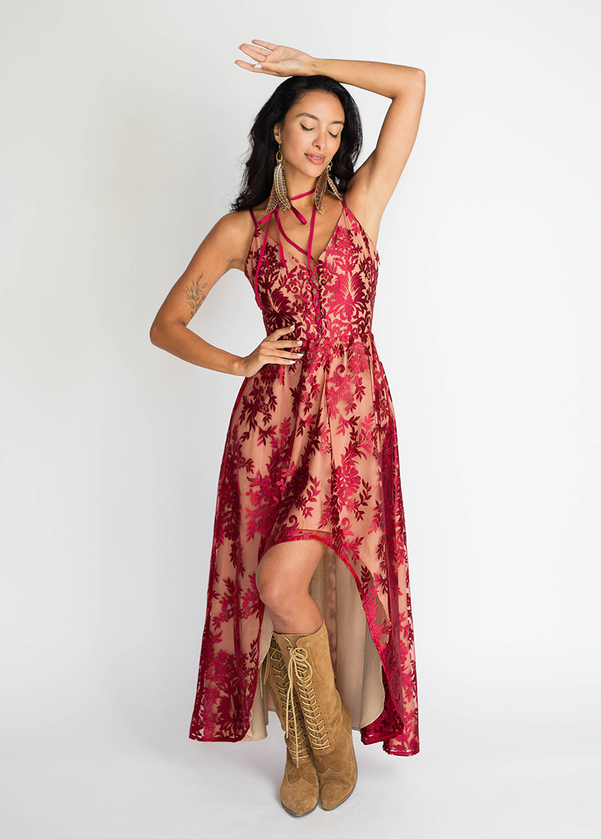 Women Holli Dress in Red Wine