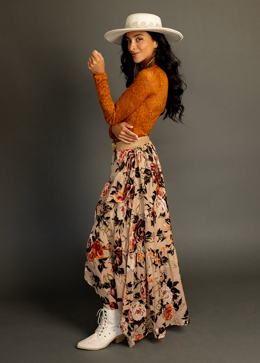 Women Iris Top in Spice